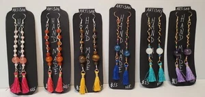 Artisan Handmade Earrings Made in Md. USA. Semi Prescious Beads 4" in. Dangling. - Picture 1 of 7
