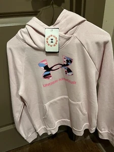 Under Armour Girl's Rival Fleece Big Logo Hoodie Pink Youth XL - Picture 1 of 3