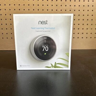 Google Nest Learning Thermostat - Stainless Steel - T3007ES Model: A0013 *L148 - Image 1 of 4