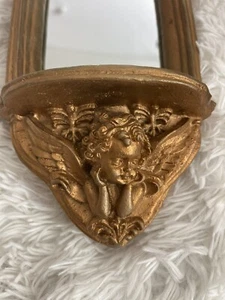 Two Vintage Petite GiltWood WallMounted Mirror/Shelf-Cherub Design - Picture 1 of 10