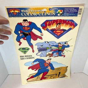Superman 1996 animado estático pelar decoración de ventana 17"x9,5" grande - Imagen 1 de 12