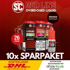10x SC RED LINE E-Liquid Sparpaket 0/10/20mg Nikotin I Vape Nic Salt 100ml - Bild 1 von 48