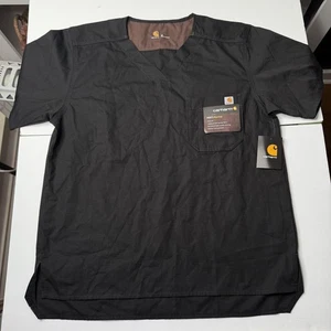Carhartt Ripstop Shirt Mens Medium Black Scrub Workwear Medical Pocket C15108A - Picture 1 of 7