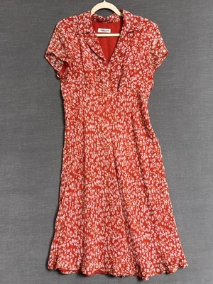 Vintage Coldwater Creek Dress L Red Abstract Flowy High Waist A Line 90s y2k - Image 1 of 4