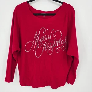 Vila Milano Damen Strickpullover Pullover mit Strassverzierung rot Weihnachten XL - Bild 1 von 4