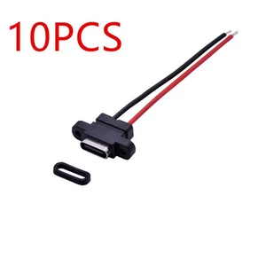 10PCS 5V Welding 2Pin Waterproof TYPE-C Female Power Socket Wire Adapter F - Afbeelding 1 van 8