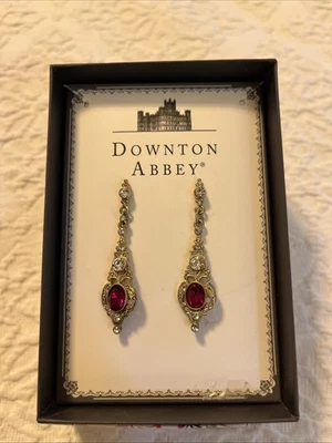Downton Abbey Delicate Victorian Style Dangle Red Main Stone Earrings, New - Image 1 of 3