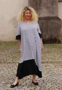 SOPHIA - Lagenlook SOMMER KLEID Gr 44 bis 58 - schwarz weiß - Bild 1 von 12