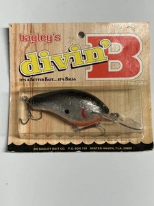 Vintage Bagley's Divin' B Crankbait - Black on Silver Foil - Picture 1 of 5