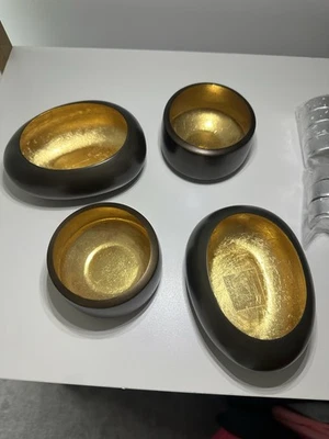 SOPORTES DE LUZ DE TÉ Zen TUVALA Cajón y Barril Soportes Votivos Bronce con Hoja de Oro Foto 1 de 4