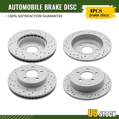 Комплект передних и задних перфорированных тормозных дисков для Jeep Liberty 2003 2004 2005 2006 2007 годов выпуска - Изображение 1 из 4