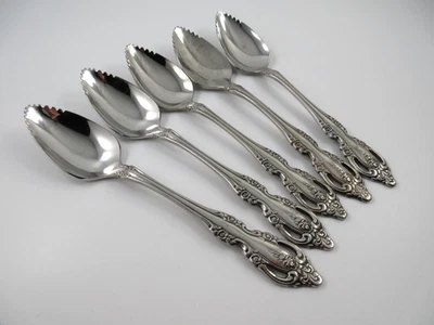 Talheres de aço inoxidável brilhante Oneida Community BRAHMS 5 colheres de frutas - Imagem 1 de 4