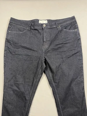 Pantalones de mezclilla elásticos unisex lavado negro pierna recta de papel y tela 44" x 30" Foto 1 de 4