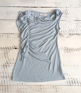 Steve Madden taglia S top asimmetrico blu cipria drappeggiato greco arruffato vintage - Foto 1 di 4
