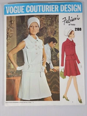 1960s Vintage Vogue Couturier Design Pattern MOD Sleeveless Dress & Jacket - Image 1 of 4