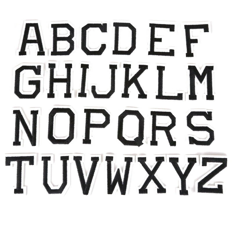 Black Letters Iron on Embroidered Patch Fabric Badge Alphabet 5cm - Image 1 of 1