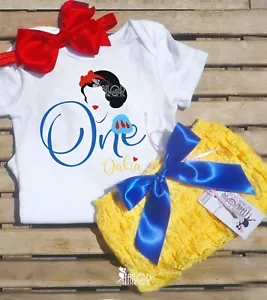Snow White Disney Princess Custom Birthday Outfit, Snow White Cake Smash Set - Picture 1 of 6