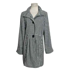 Bitten black white houndstooth button peacoat jacket size Large - Picture 1 of 15