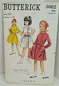 Butterick 3662 Button Front Dress Scarf Sewing Pattern Size 10 Cut & Counted - Picture 1 of 3