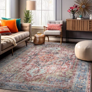 Rugshop Rugs for Living Room Traditional Distressed Machine Washable Area Rug - Picture 1 of 82