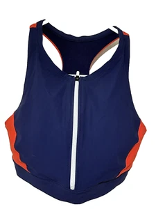 Sujetador Athleta Mujer Talla Pequeña Cremallera Frontal Jogging Top A-C Azul Marino Naranja Correr - Imagen 1 de 6