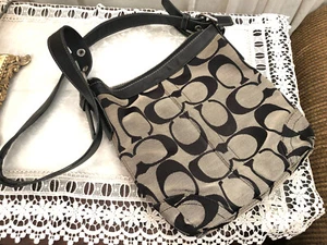 COACH Black Jacquard Crossbody Signature Shoulder Handbag Purse Bag - 13079 - Picture 1 of 8