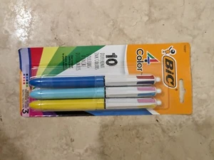 BIC 4-Color Retractable Ball Pens, Medium Point, 3-Pack yellow blue light blue - Picture 1 of 1