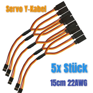 5x 15cm Servo Verlängerung Y Servokabel Y-Kabel 22AWG Verteiler für JR Graupner - Bild 1 von 11