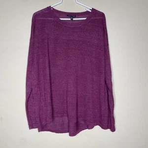 Eileen Fisher Oversized Crew Neck Pullover Tunic Top Lightweight Burgundy Medium - Picture 1 of 8