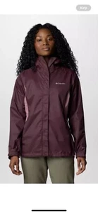 Columbia Large Arcadia II RL2436-610 Rain Jacket Women's Moonvista Fig Full Zip - Picture 1 of 6
