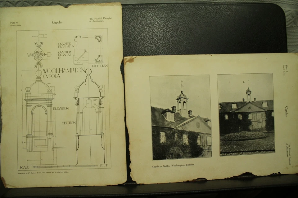 antique vintage old Architectural  prints Cupola stables Woolhampton Berkshire - Image 1 of 1