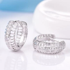 Encantadores pendientes de mujer dorados blancos oro 18K 750 + topacio Swarovski - Imagen 1 de 2