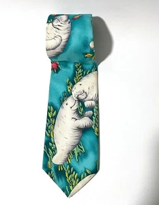 Men's Manatee Tie/Sea Creatures Made by Mango Man USA  58.5" Long - Picture 1 of 6