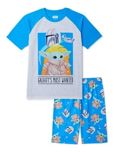 Star Wars Baby Yoda 2 PC Short Sleeve Pajama Set Boy Size 8 10/12 - Picture 1 of 2