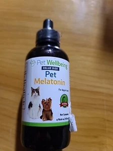 Pet Wellbeing Pet Melatonin for Cats & Dogs - Value Size 4OZ 118ml - EXP: 08/26 - Picture 1 of 5
