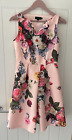 TED BAKER SZ 10 ( 2) BEAUTIFUL DEAVON PINK OIL PAINTING FLORAL DRESS IMMACULATE