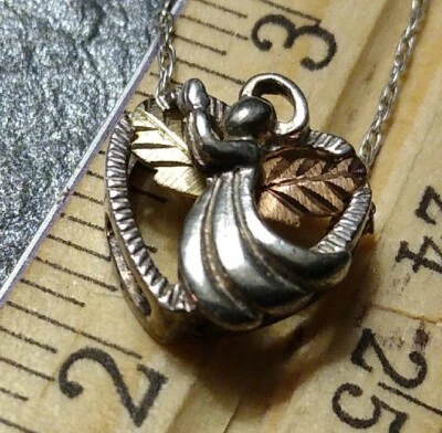 "Collar Black Hills Corazón Coleman Plata de Ley, Oro 12k Ángel 925 QVC 18""! Foto 1 de 4