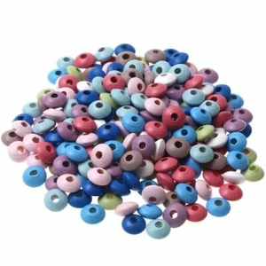 Round Flatback Charm Wooden Beads Jewelry Making Spacer Bead Accessory 100pcs - Picture 1 of 23