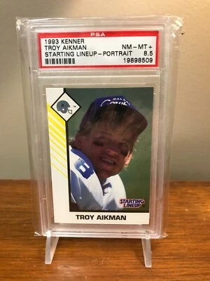 1993 Troy Aikman Kenner Starting Lineup card Portrait card PSA 8.5 MINT POP 1 - Image 1 of 2