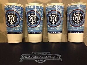 NEW YORK City Football  medium, plastic drink glass/inaugural season/made inUSA 