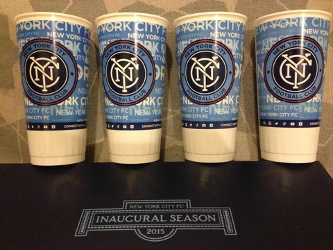NEW YORK City Football  medium, plastic drink glass/inaugural season/made inUSA Cover