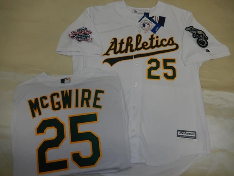 9927 Oakland A's MARK McGWIRE 1989 World Series Baseball JERSEY New WHITE Cover