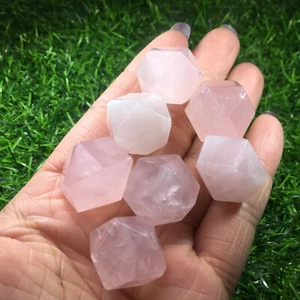 12 varita de cristal de cuarzo natural rosa poliedro punto doble 5 piezas - Imagen 1 de 11
