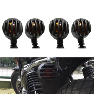 4x Motorcycle Black Turn Signals Indicator Aluminum Amber Light For Bobber 10mm - Picture 1 of 9