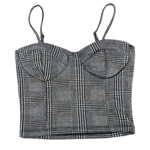 LIZ & SARA Bustier Corsette Crop Womens Top Sz XS Buffalo Plaid, Academia Y2K - Picture 1 of 8