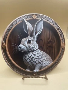 Beautiful Round 8” X 8” Aluminum Belgian Hare Rabbit Sign New Hangable Cute - Picture 1 of 5