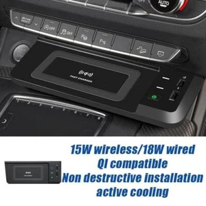 Black Fast Wireless Charger Tray Pad Storage Box Fits for Audi Q5 SQ5 2018-2023 - Picture 1 of 7
