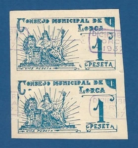 LORCA -- BLOQUE 2 X 1 PESETA ( 1937 ) -- SC- -- SELLO DICIEMBRE -- 2ª EMISION - Picture 1 of 2