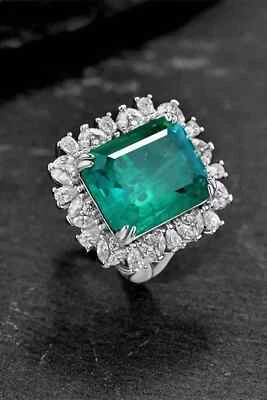 5.00 Carat Emerald Natural Emerald & Diamond Wedding Ring 925 Sterling Silver 6 - Image 1 of 4
