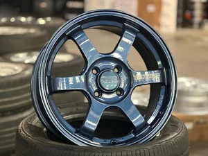New 16x7 WL TE37 Sonic (4 Wheel) 4x100 fit HONDA CIVIC TOYOTA MAZDA ACURA Blue - Picture 1 of 12